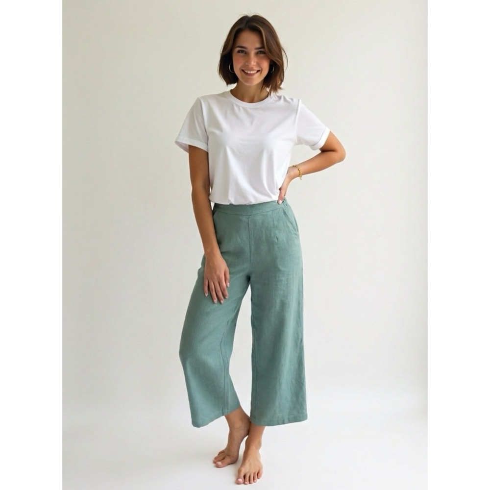 Hayden Linen Sage Green 3/4 length Pants - FREE SHIPPING on Bundles $85+